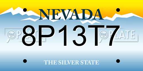 8P13T7 Nevada License Plate
