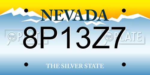 8P13Z7 Nevada License Plate