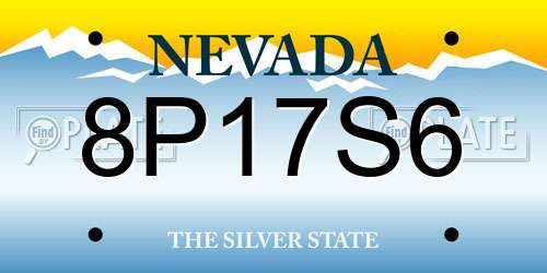 8P17S6 Nevada License Plate
