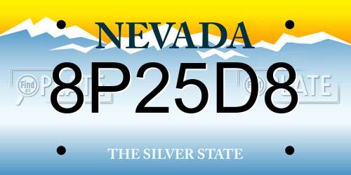 8P25D8 Nevada License Plate