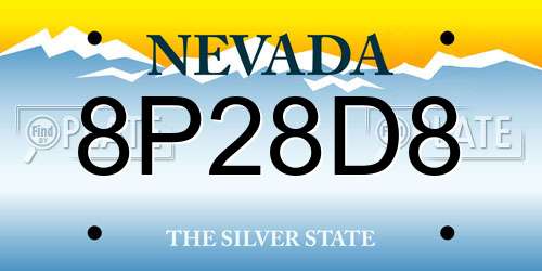 8P28D8 Nevada License Plate