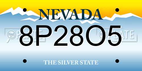 8P28O5 Nevada License Plate