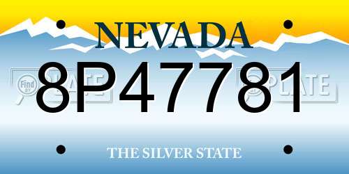 8P47781 Nevada License Plate