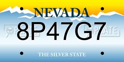 8P47G7 Nevada License Plate