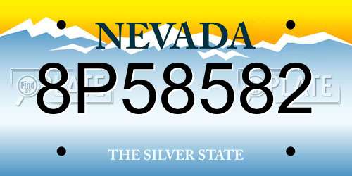 8P58582 Nevada License Plate