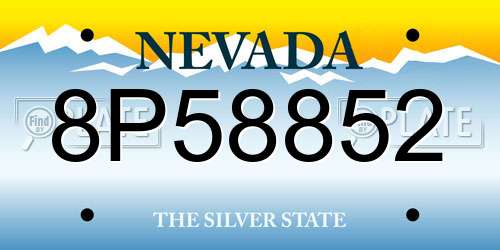 8P58852 Nevada License Plate