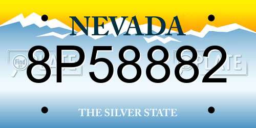 8P58882 Nevada License Plate