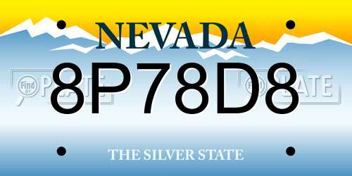 8P78D8 Nevada License Plate
