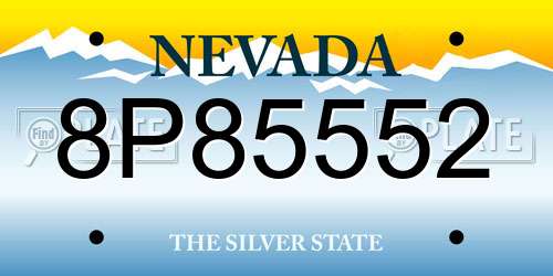 8P85552 Nevada License Plate