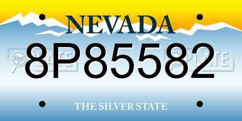 8P85582 Nevada License Plate
