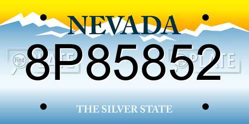 8P85852 Nevada License Plate