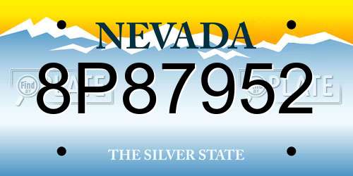 8P87952 Nevada License Plate