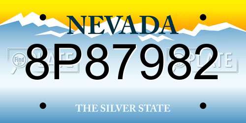 8P87982 Nevada License Plate