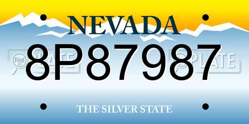 8P87987 Nevada License Plate