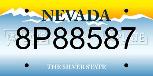 8P88587 Nevada License Plate