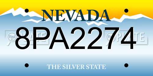 8PA2274 Nevada License Plate