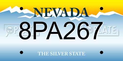 8PA267 Nevada License Plate
