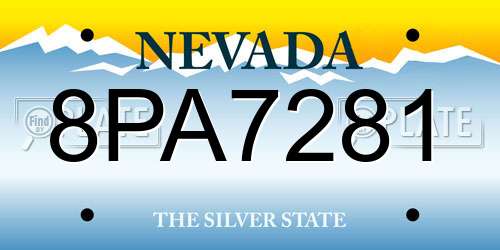 8PA7281 Nevada License Plate