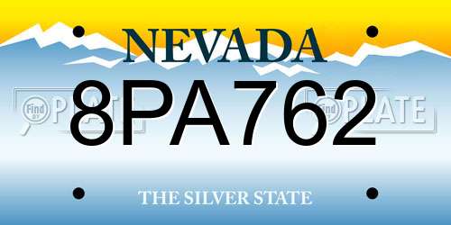 8PA762 Nevada License Plate