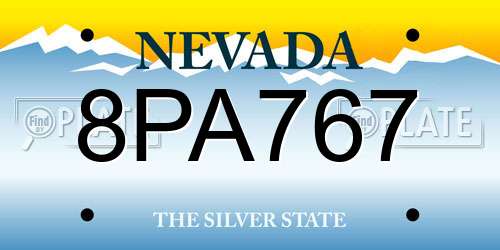 8PA767 Nevada License Plate