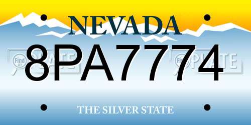 8PA7774 Nevada License Plate