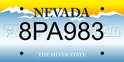 8PA983 Nevada License Plate