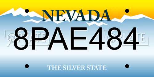 8PAE484 Nevada License Plate
