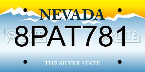 8PAT781 Nevada License Plate