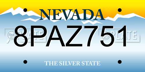 8PAZ751 Nevada License Plate