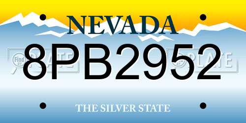 8PB2952 Nevada License Plate