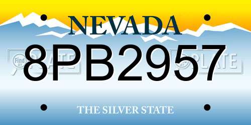 8PB2957 Nevada License Plate