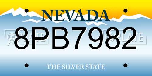 8PB7982 Nevada License Plate