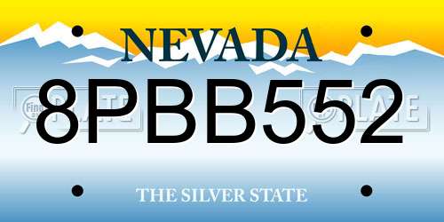 8PBB552 Nevada License Plate