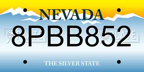 8PBB852 Nevada License Plate