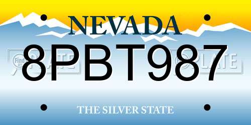 8PBT987 Nevada License Plate