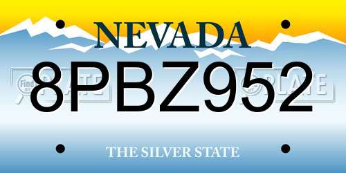 8PBZ952 Nevada License Plate