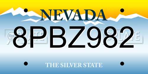 8PBZ982 Nevada License Plate