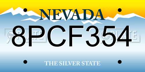 8PCF354 Nevada License Plate