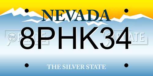 8PHK34 Nevada License Plate
