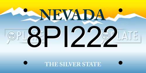 8PI222 Nevada License Plate