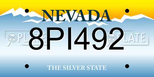 8PI492 Nevada License Plate