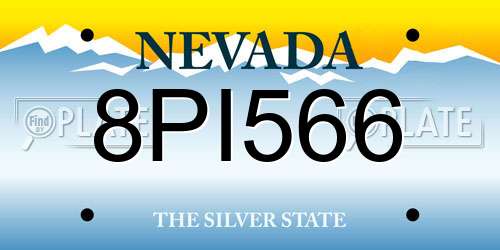 8PI566 Nevada License Plate