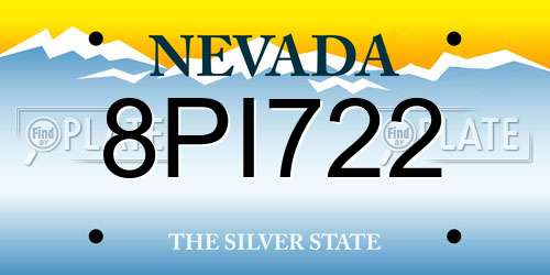 8PI722 Nevada License Plate