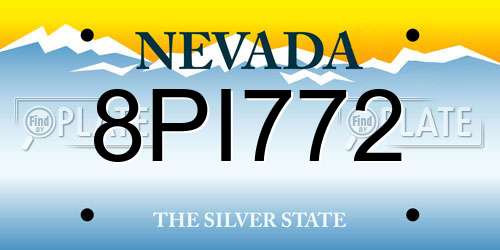 8PI772 Nevada License Plate