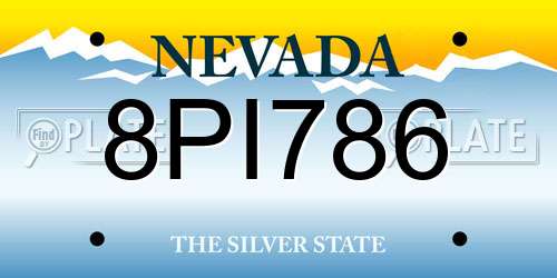 8PI786 Nevada License Plate
