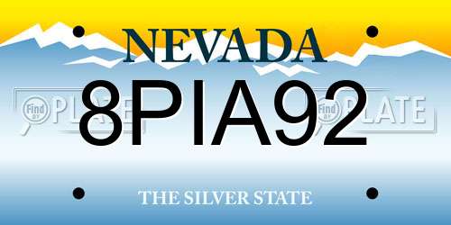 8PIA92 Nevada License Plate