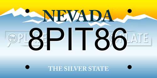 8PIT86 Nevada License Plate