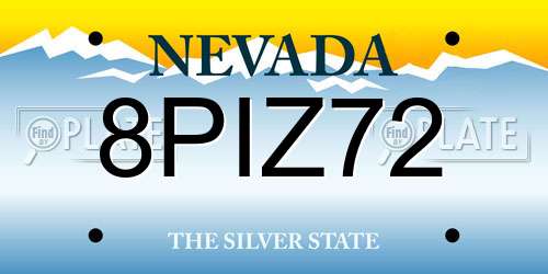 8PIZ72 Nevada License Plate