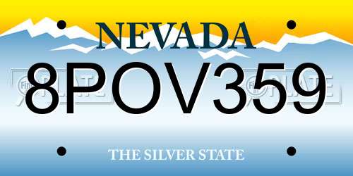 8POV359 Nevada License Plate