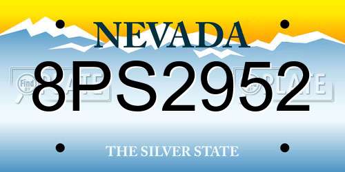 8PS2952 Nevada License Plate
